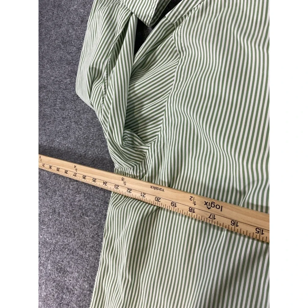 Polo Ralph Lauren XL Green White Striped Button Down Shirt Purple Pony Cotton